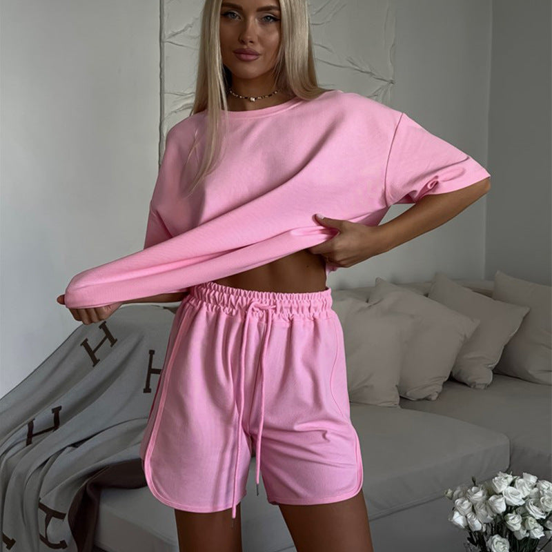 Damen lässiges T-Shirt und Shorts-Set mit lockerer Passform R&B