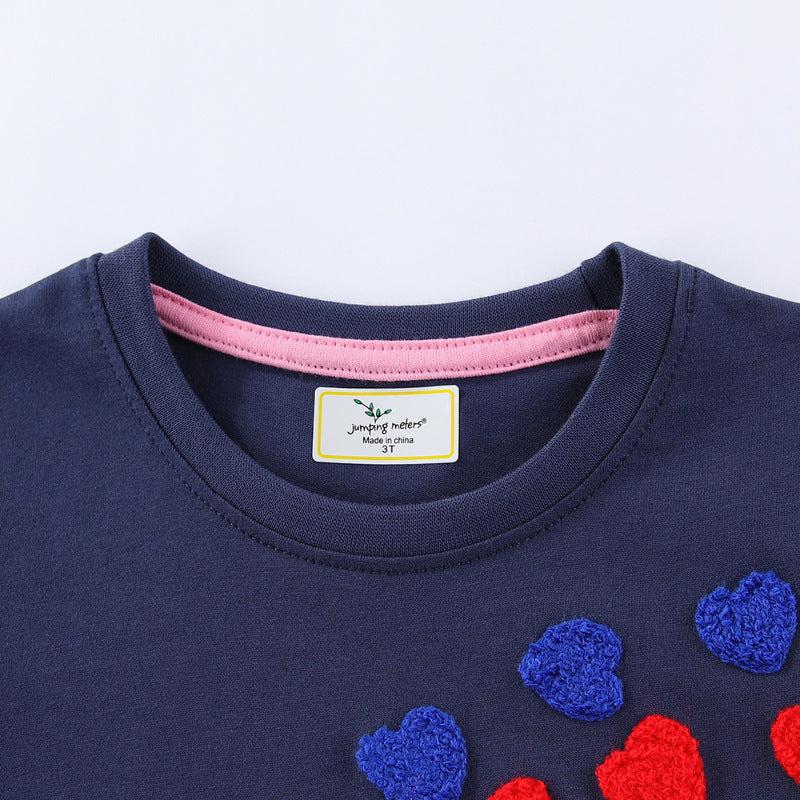 Mädchen T-Shirt Kleid mit buntem Herz-Stickdesign R&B