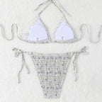 Damen Triangel-Bikini-Set mit floralem Muster und hochwertigen BindR&Bändern R&B