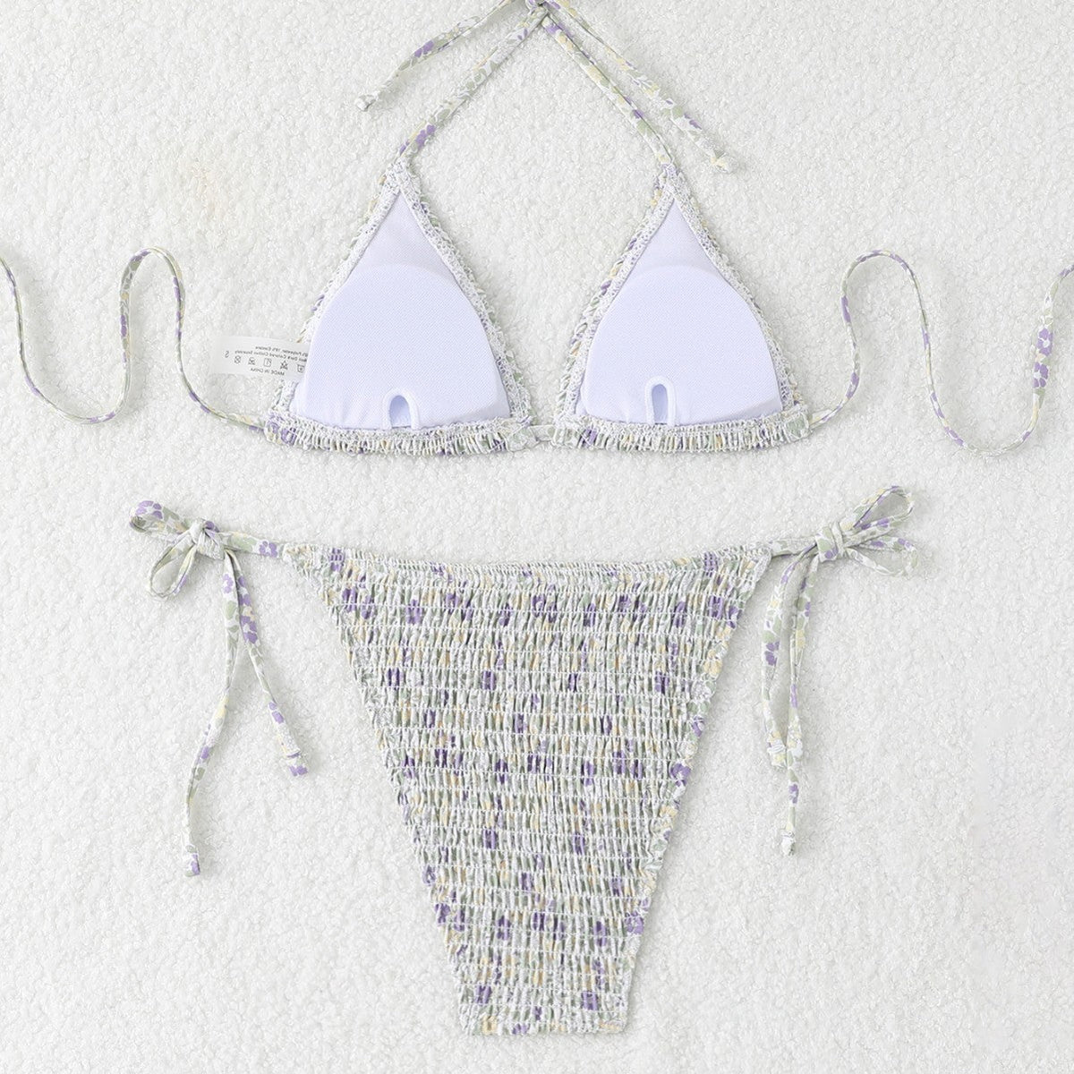 Damen Triangel-Bikini-Set mit floralem Muster und hochwertigen BindR&Bändern R&B