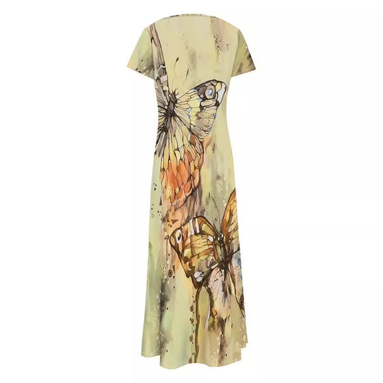 Damen Maxikleid mit buntem Schmetterlingsdruck R&B