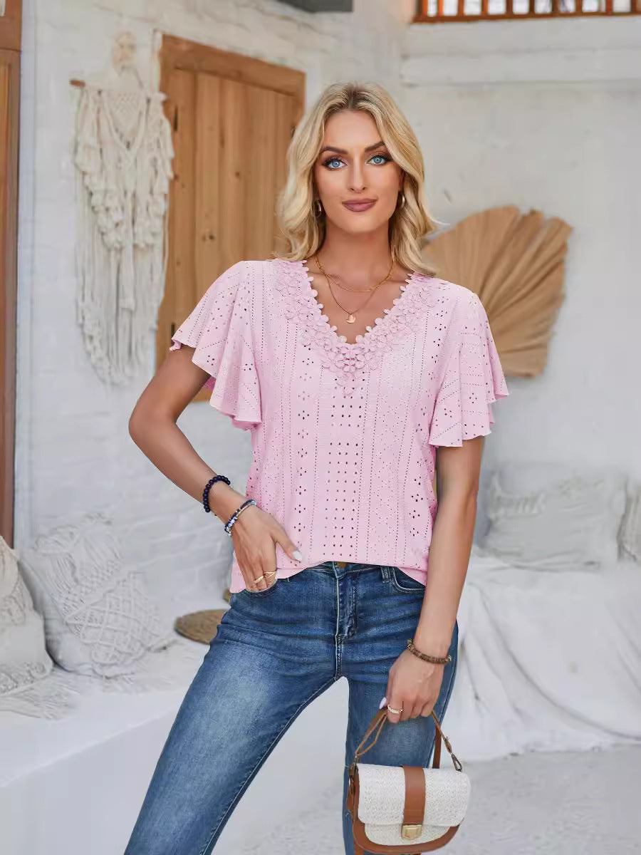 Damen Spitzenshirt mit Volants R&B