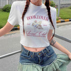 Damen Crop-T-Shirt mit kreativem BuchliR&Bhaber-Design und R&Brnem Aufdruck R&B