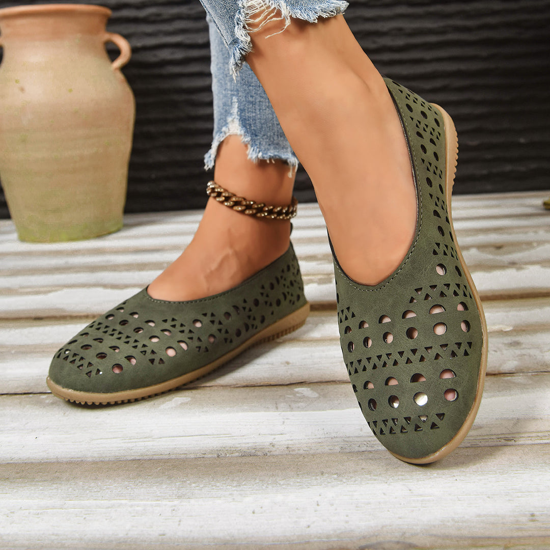 Damen Ballerinas mit modischem Lochdesign und rutschfester Sohle R&B