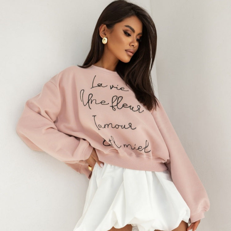 Damen bequemer Sweatshirt mit modischem Schriftzug R&B