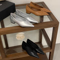 Damen elegante spitze Ballerinas mit modischem Metallfussbett R&B