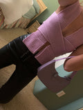 Damen Modisches Stricktop mit extravaganten Kreuzdetails R&B