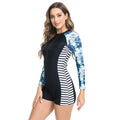 Damen Surfanzug mit langärmeligem Design und floralem Muster R&B