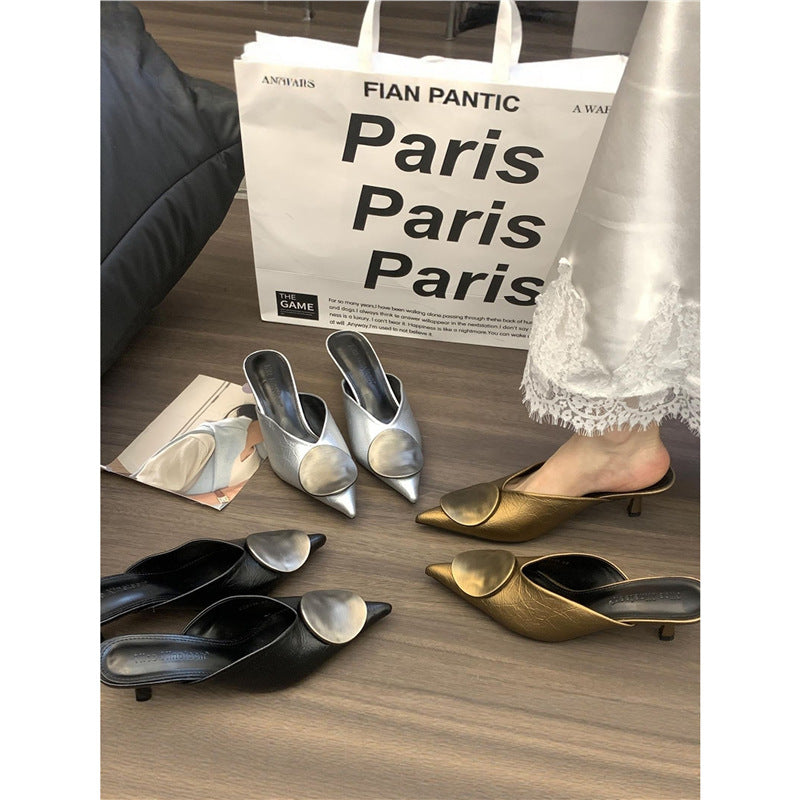 Damen elegante Mules mit spitz zulaufender Form R&B