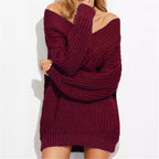 Damen Oversized Strickpullover mit V-Ausschnitt und breiten Ärmeln