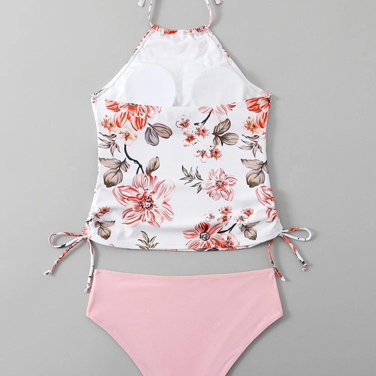 Damen Schnittiger Tankini mit floralem Design und verstellbaren Riemen R&B