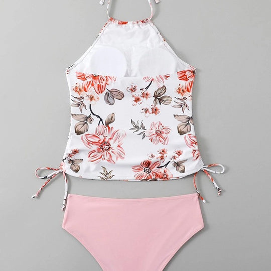 Damen Schnittiger Tankini mit floralem Design und verstellbaren Riemen R&B