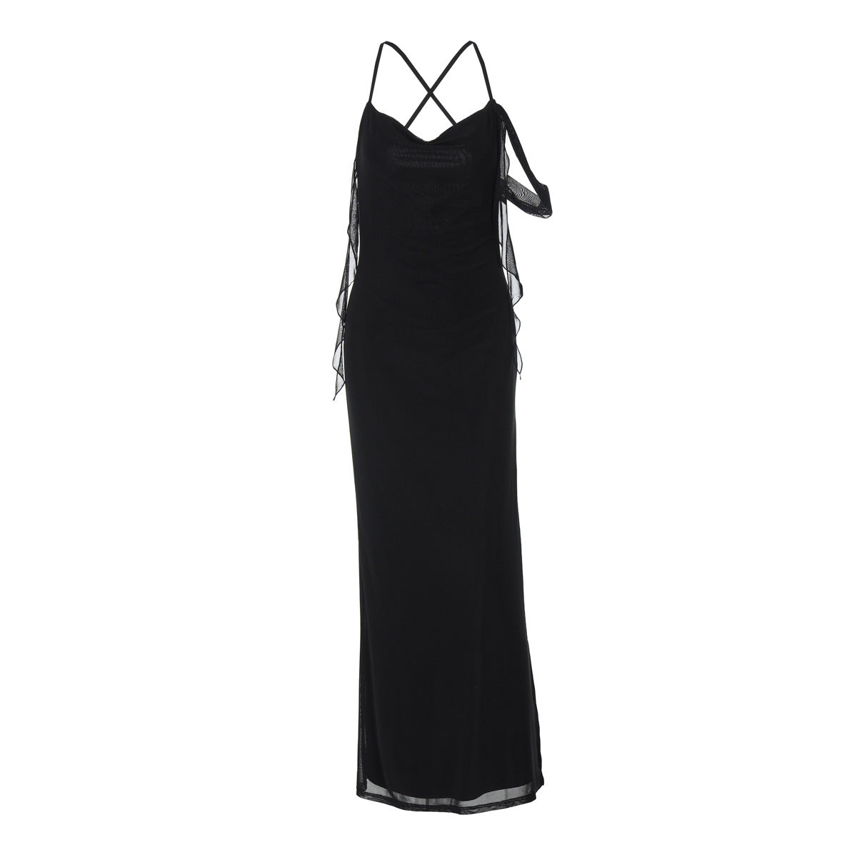 Damen Maxikleid mit verführerischem Schnitt und raffinierten Rüschendetails R&B