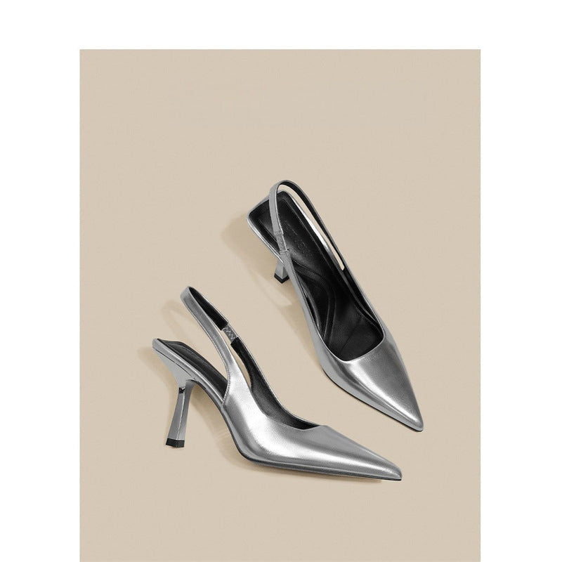 Damen Slingback High Heel Pumps mit elegantem metallic Finish R&B