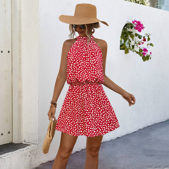 Damen Sommerkleid mit festem Halter und elastischem Taillenbund R&B