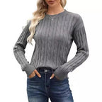 Damen klassischer Strickpullover mit Zopfdesign R&B