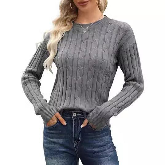 Damen klassischer Strickpullover mit Zopfdesign R&B