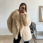 Damen Elegante Kunstpelz-Jacke mit weichem Kragen und modischem Schnitt R&B