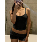 Damen Lässiges Oberteil und Shorts Set mit feinem Strukturdesign R&B