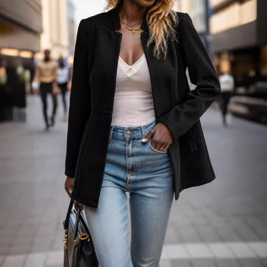 Damen eleganter Blazer im Fischgrätmuster mit taillierter Silhouette R&B