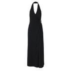 Damen Elegantes Wickelkleid mit schmalem Halterdesign und dekorativem Ringakzent R&B
