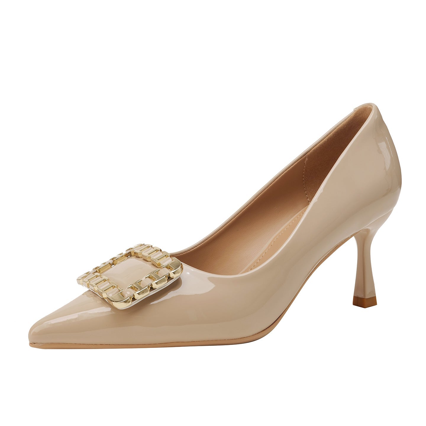 Damen elegante spitze Pumps mit dekorativem Schmuckelement