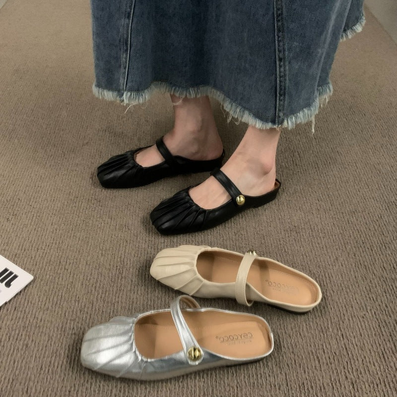 Damen elegante Ballerinas mit modischem Rüschendesign R&B
