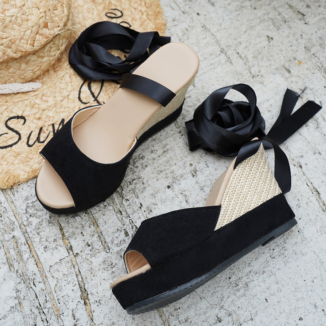 Damen Wedge-Schuhe mit buntem Marmor-Design und Riemchen R&B