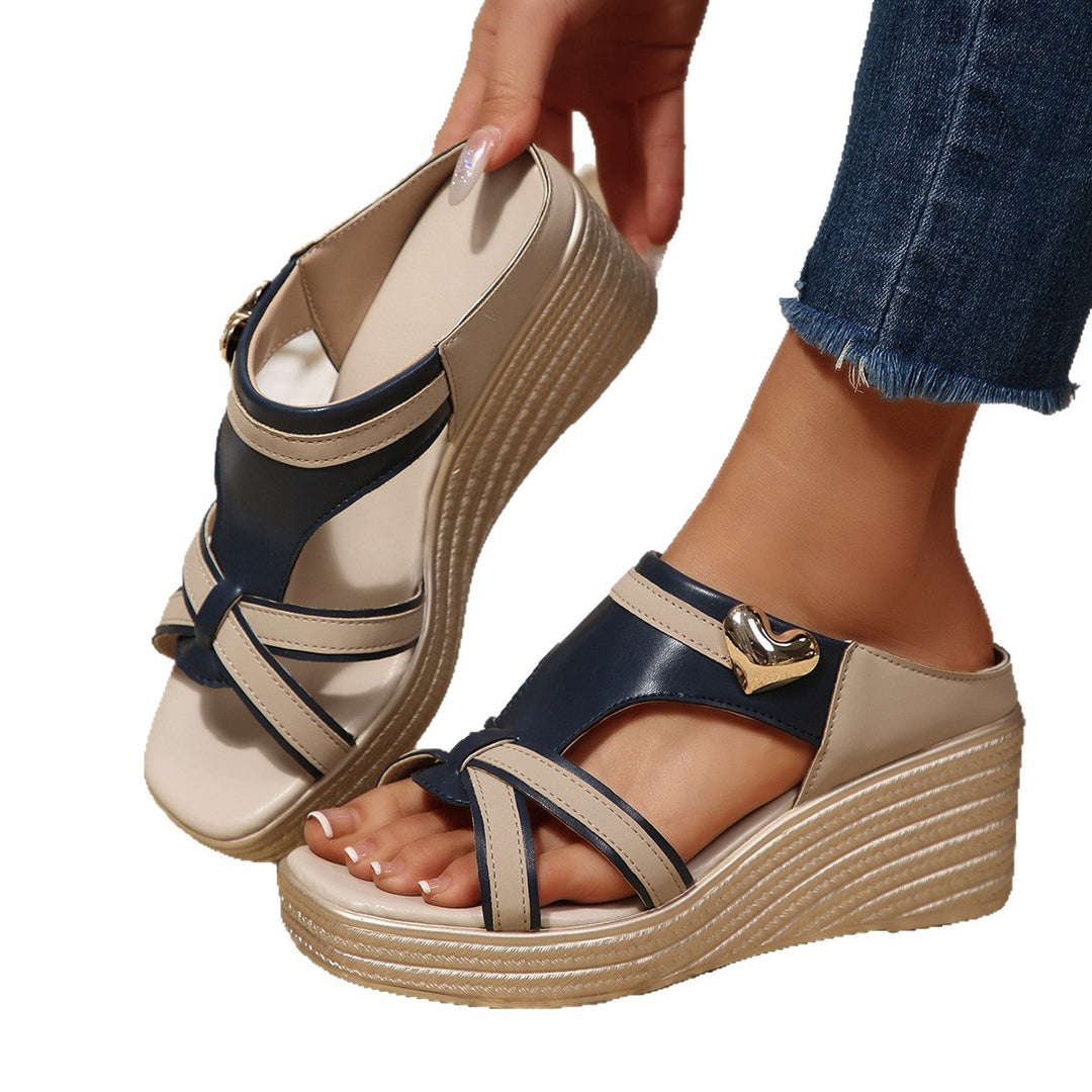 Damen Elegante Wedge Sandalen mit modischen Riemchen und komfortablem Fußbett R&B