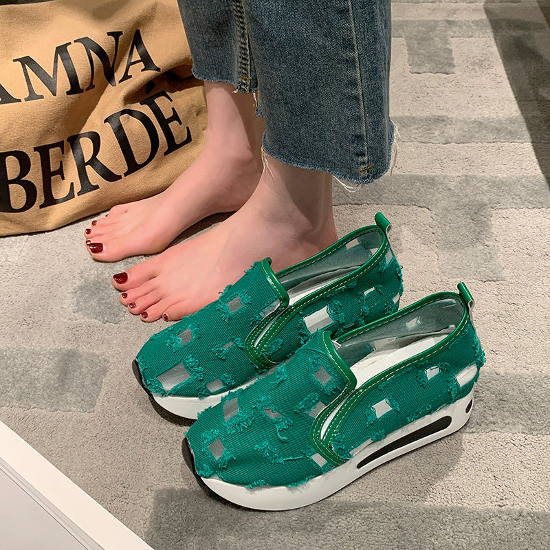 Damen Slip-On Sneakers mit atmungsaktiver Mesh-Oberfläche und elastischem Innenfutter R&B