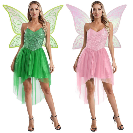 Damen Märchenhaftes Elfenkleid mit schimmernden Details und voluminösem Tüllsaum R&B