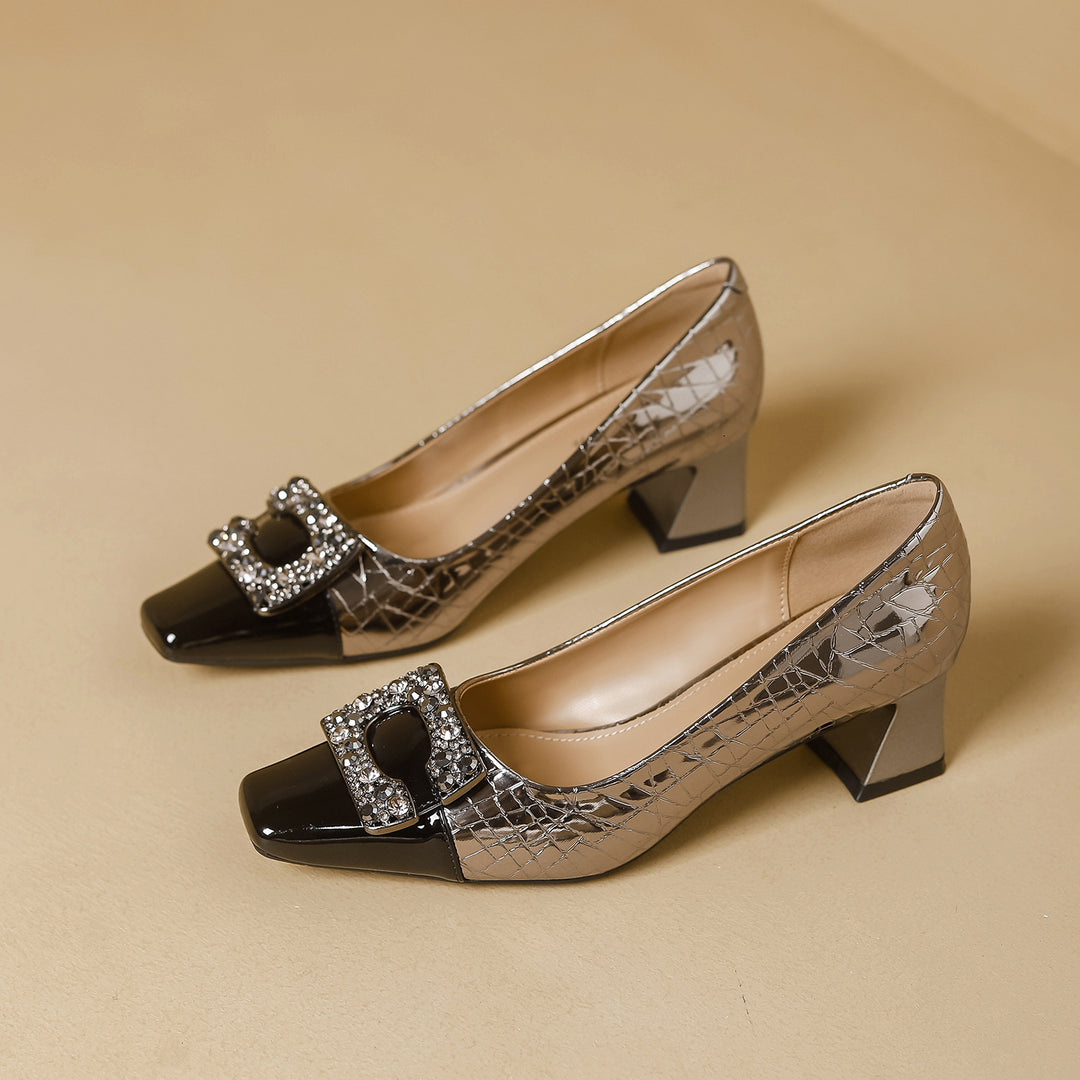 Damen elegante Pumps mit funkelndem Schmuckdetail und Absatz R&B