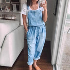 Damen Denim-Overall mit verstellbaren Trägern