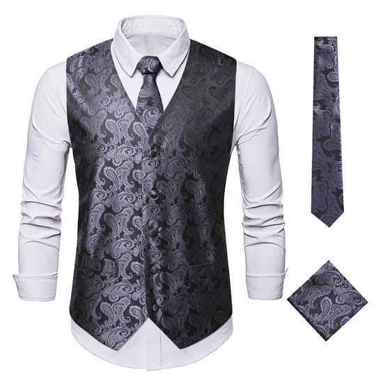Herren elegante Anzugweste mit eleganten Paisley-Muster und passendem Zubehör R&B