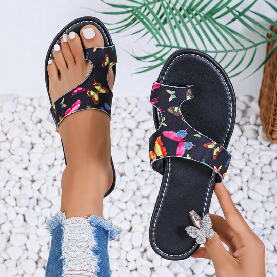 Damen Riemchen-Pantoletten mit buntem Design und komfortabler Sohle R&B