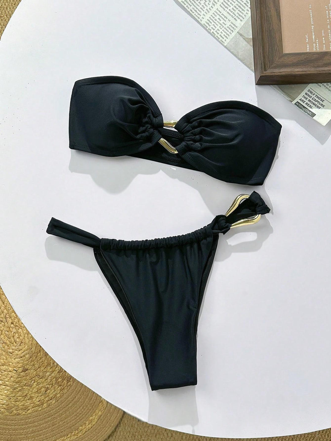 Damen Bandeau-Bikini mit dekorativem Schmuckdetail R&B