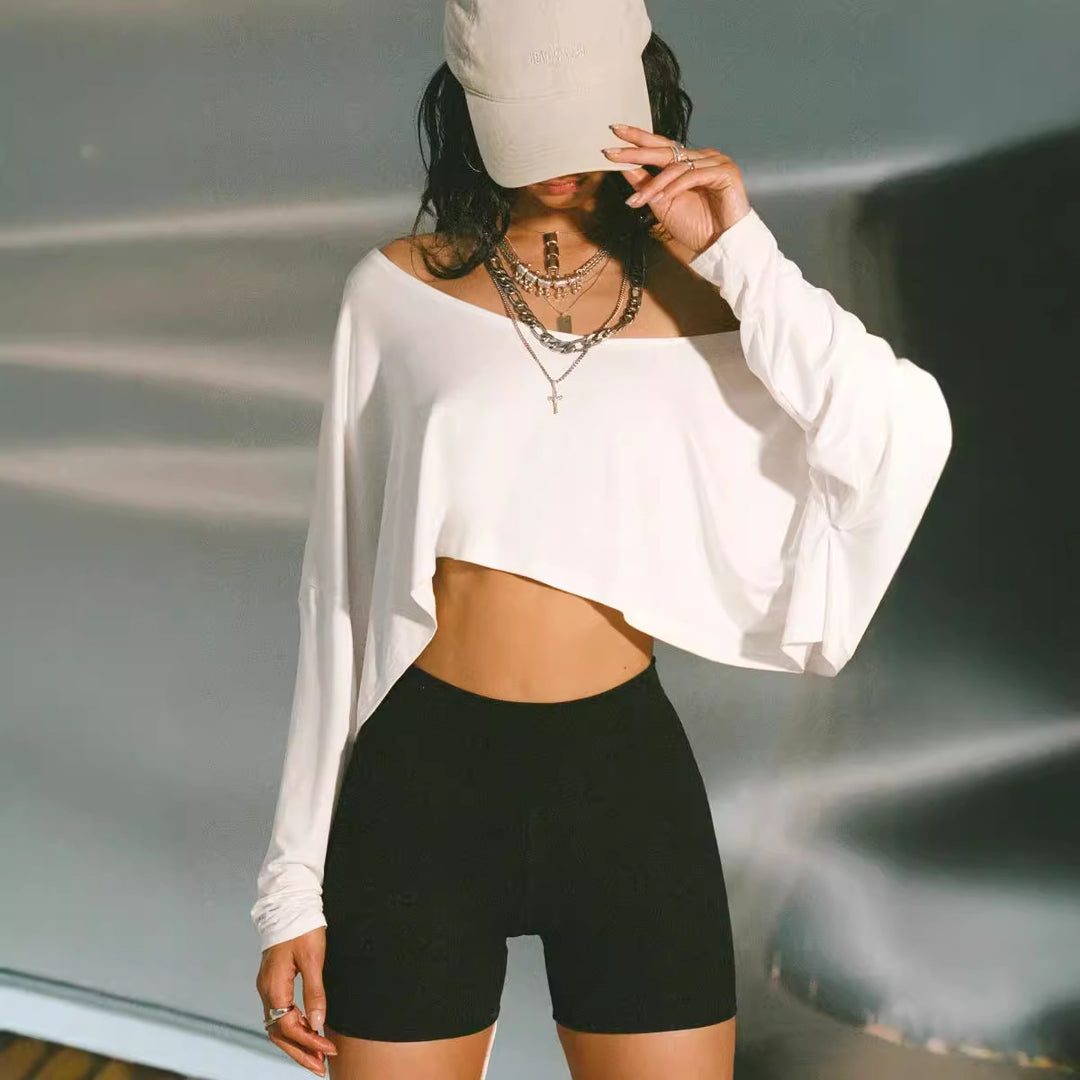 Damen asymmetrisches Crop-Oberteil mit lässigem Schnitt und weichem Stoff R&B
