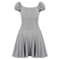 Damen Midi-Kleid mit Puffärmel-Design und figurbetontem Oberteil R&B