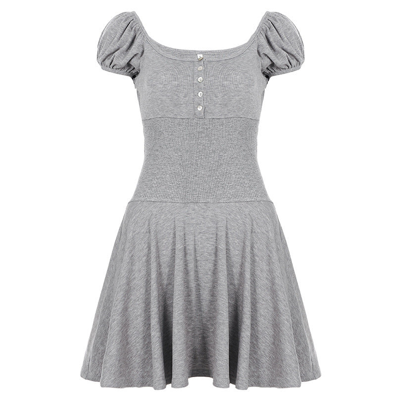 Damen Midi-Kleid mit Puffärmel-Design und figurbetontem Oberteil R&B