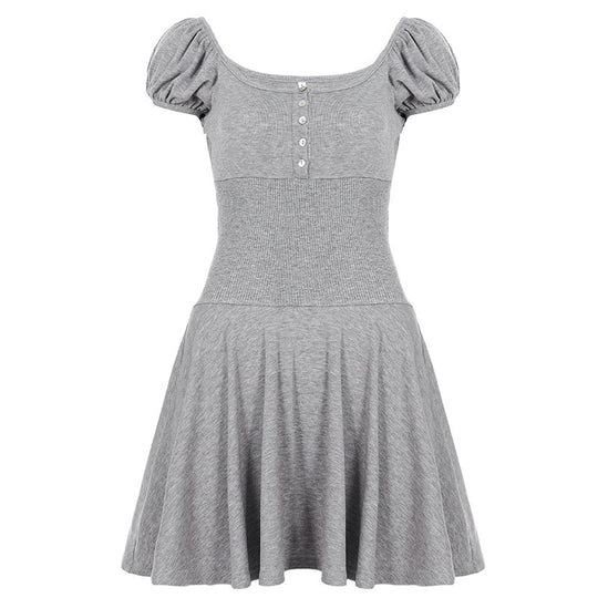 Damen Midi-Kleid mit Puffärmel-Design und figurbetontem Oberteil R&B
