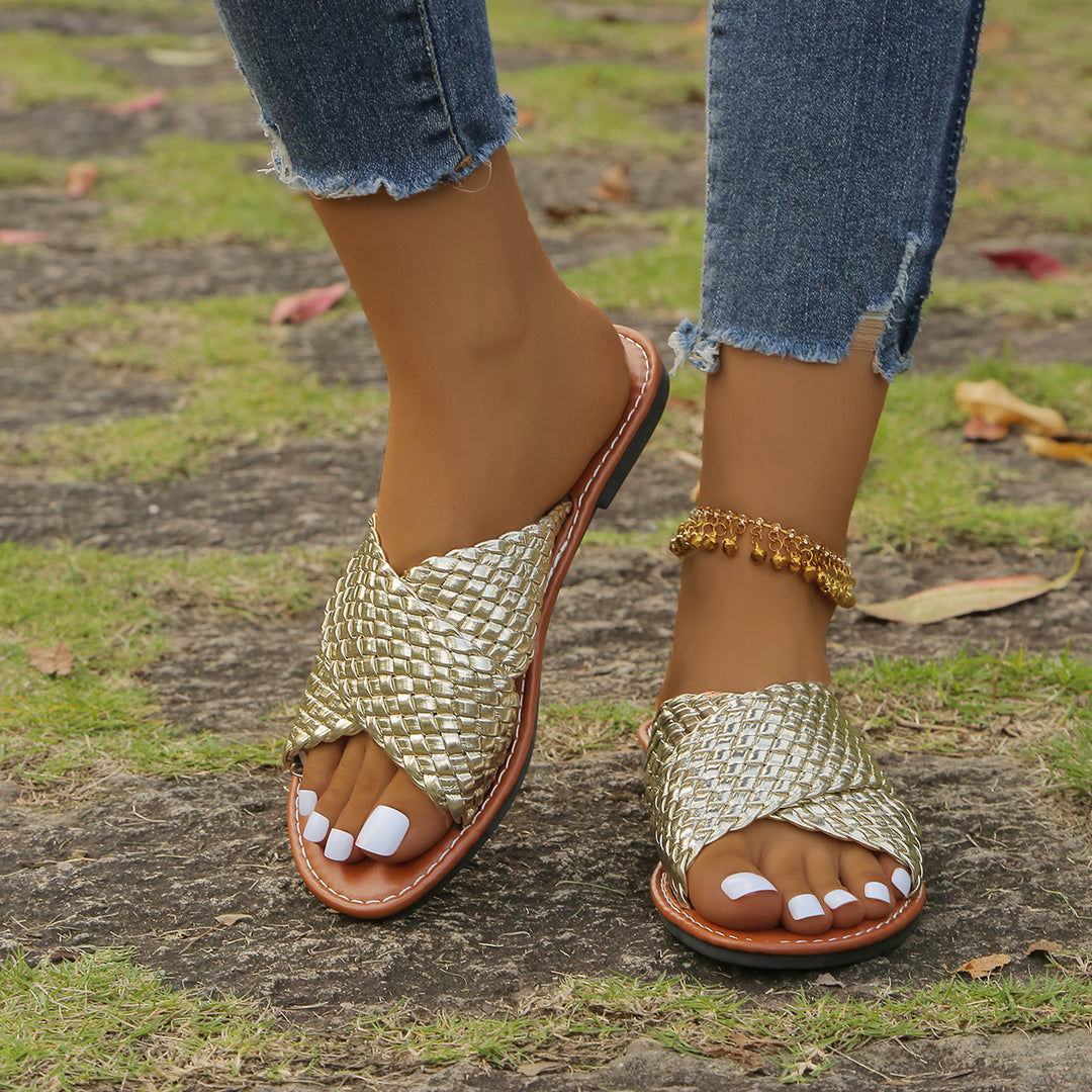 Damen geflochtene Komfortsandalen mit weicher Sohle R&B