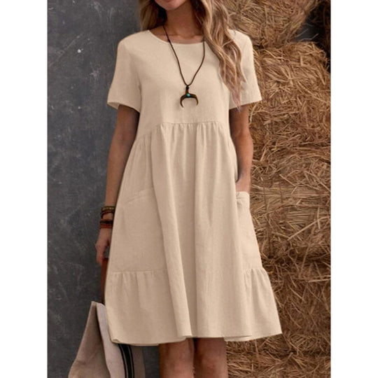 Damen Midikleid mit lockerer Passform und praktischen Taschen R&B