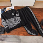 Damen modisches Sweat-Set mit karierter Struktur und lässigem Schnitt R&B