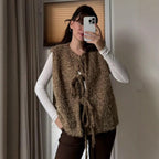 Damen elegante Strickweste mit dekorativen Schleifen