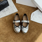 Damen Ballerinas mit dekorativem Riemchen und schimmerndem Metallic-Look R&B