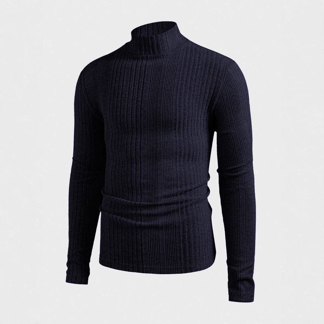 Herren Strickpullover mit hohem Kragen und Rippstruktur R&B