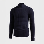 Herren Strickpullover mit hohem Kragen und Rippstruktur R&B
