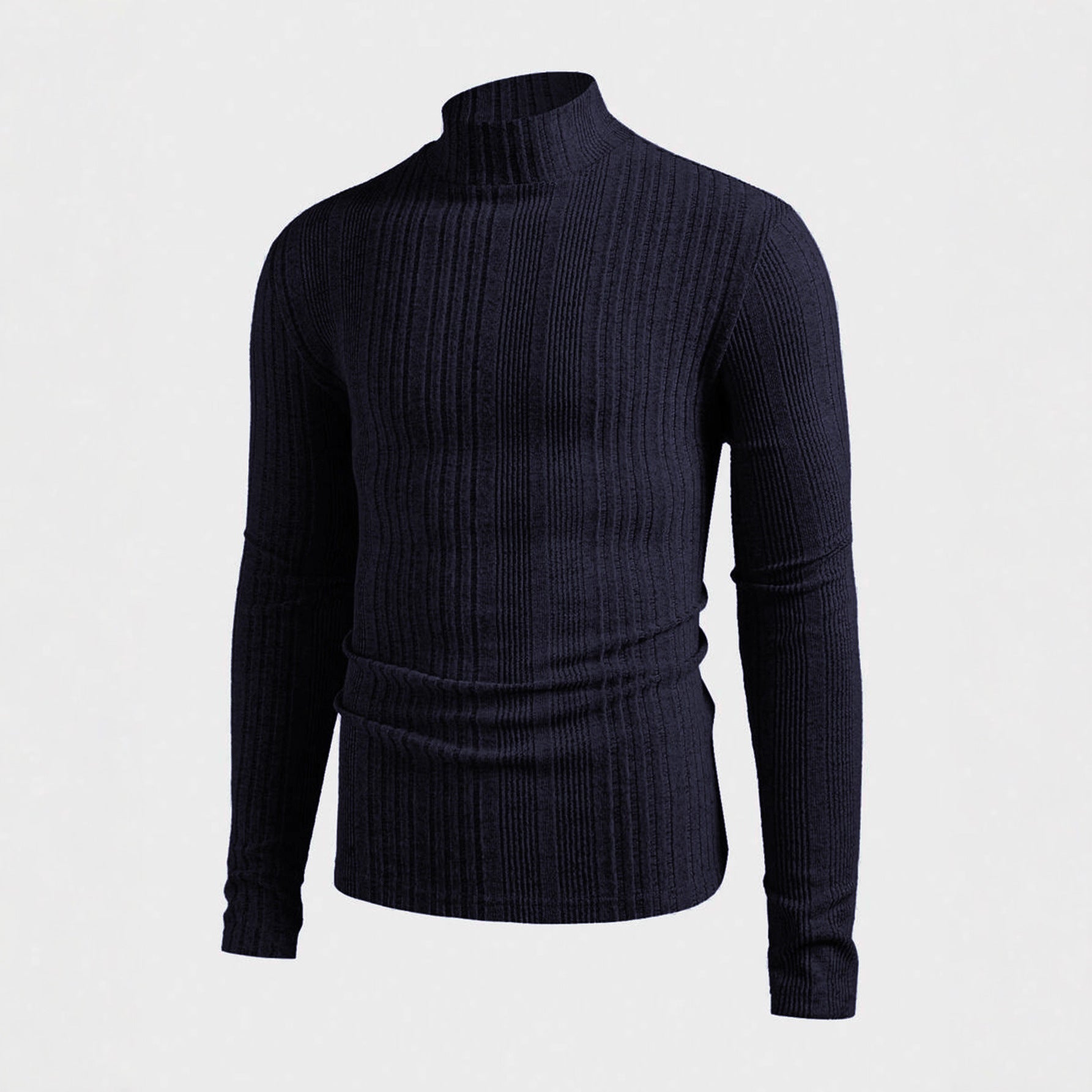 Herren Strickpullover mit hohem Kragen und Rippstruktur R&B