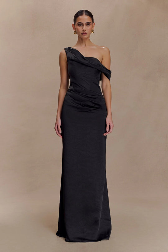Damen Elegantes asymmetrisches Maxikleid mit raffinierter Drapierung R&B