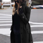 Damen modischer Trenchcoat mit hohem Kragen und eleganten Knopfdetails R&B